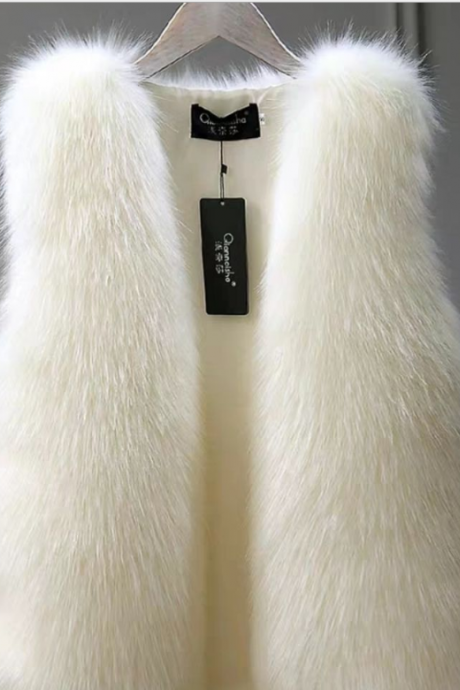  2021 autumn winter fur vest women waistcoat short mink velvet imitating fox fur to keep warm vest