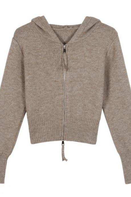 2022 autumn winter women new style sweater small fragrance jacket knitted cardigan sweater women zipper hooded top