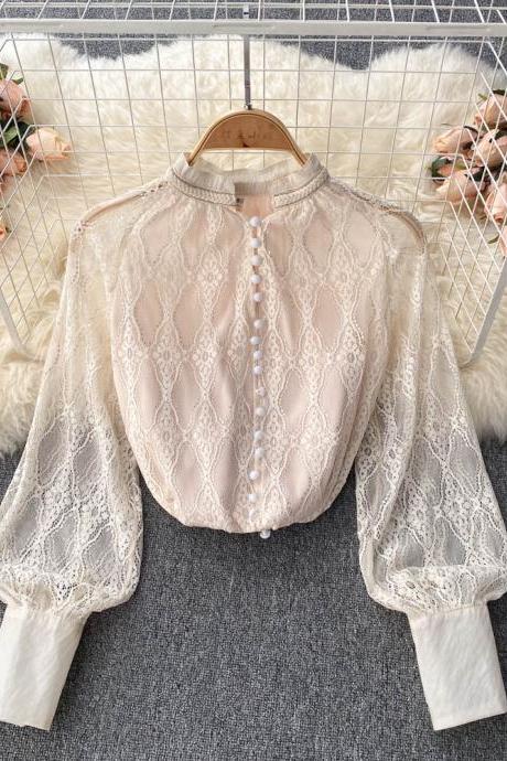 French Retro Long-sleeved Shirt Women Loose And Thin Early Autumn Blouse