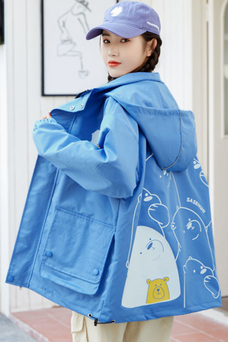 spring autumn female windbreaker 2021 new spring girl loose student school Jacket coat 
