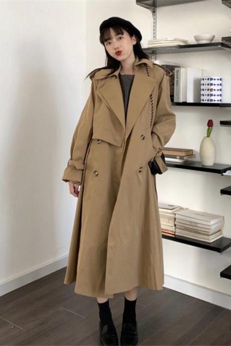 Wome spring autumn trench thin style new early autumn coat loose mid-length tooling windbreaker coat