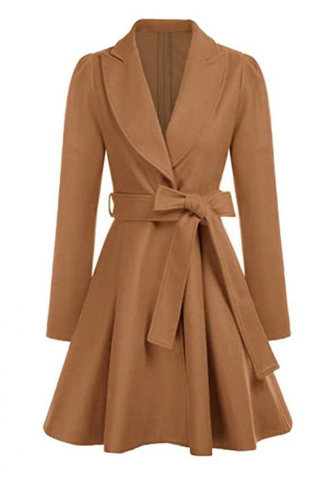  women suit coat urban office casual work waist long-sleeved solid coat