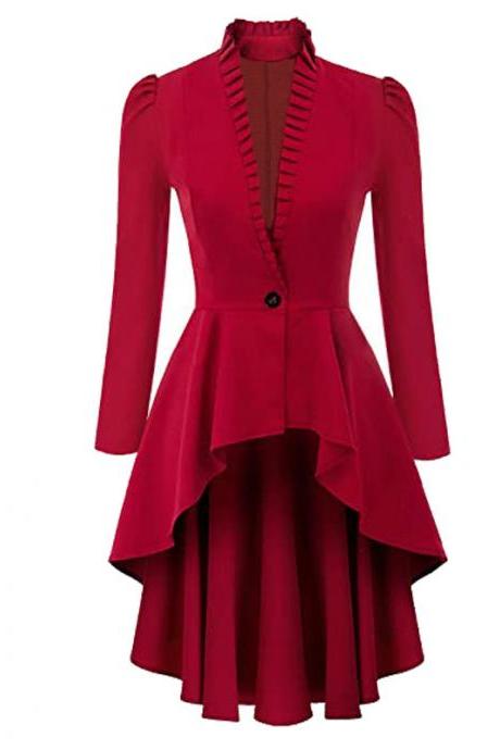Women waist solid coat Buttons casual fashioncommuter suit collar suit coat