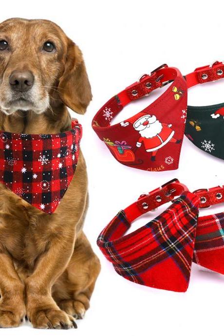 Hot Selling Christmas Pet Collar Saliva Towel, Dog Triangle Scarf, Cat Collar Scarf