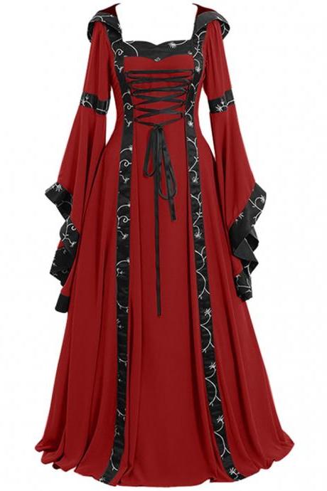  Ladies Elegant Dress Vintage Celtic Medieval Floor Length Renaissance Gothic Cosplay Gothic Dress Women Clothes Robe Femme