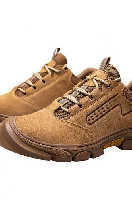Low-cut Men Anti-smashing Anti-piercing Safety Shoes Suede Cowhide Rubber Sole Men Safety Shoes
