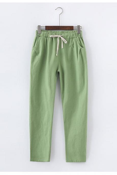  light Cotton Linen Pants for Women Trousers Loose Casual Solid Color Women Harem Pants Plus Size Capri Summer cargo pants women