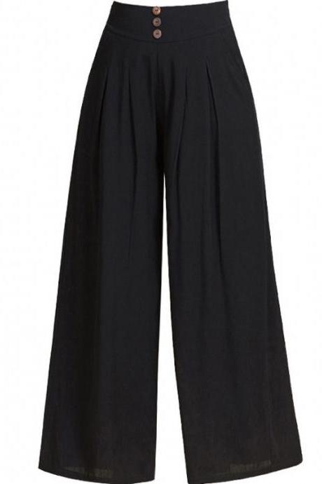 Office Lady Wide Leg Pants Women Fashion High Waist Solid Pleated Trousers Casual Loose Oversized Slacks