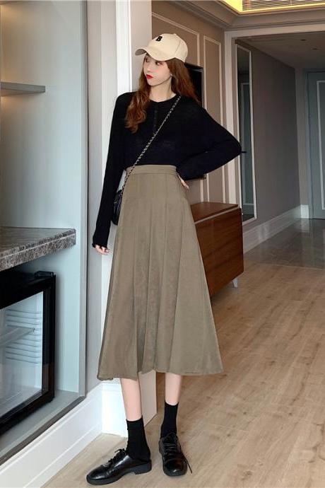 Women Midi Skirts Pleated Daily Solid Casual All-match Students Simple Fashion Oversized Popular School Girls Harajuku Sweet Skirt