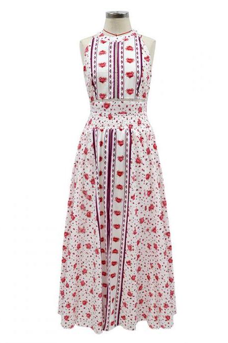 Summer Print Dress Beach Dress Print Long Dress New Backless Swing Dress Dress
