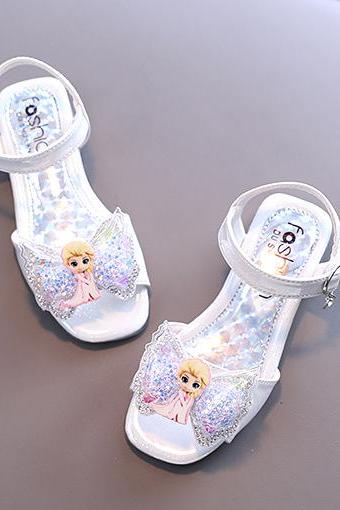 Girls Sandals Spring/Summer New Princess Aisha Sandals Little Girl Frozen Shoes Butterfly