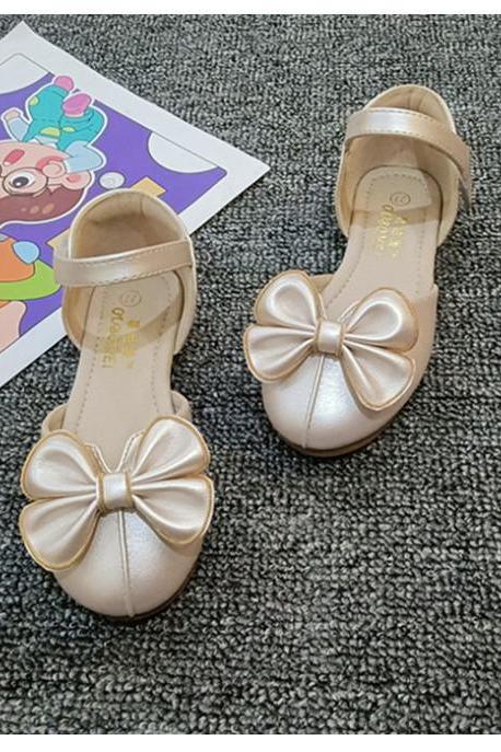New girl sandals summer bow princess shoes big children's fashion all-match Baotou flat shoes