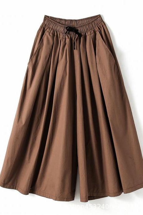  Fashion Wide-Leg Pants High Waist Culottes For Women Oversized Wild Loose Casual Cropped Trousers Pants Skirts