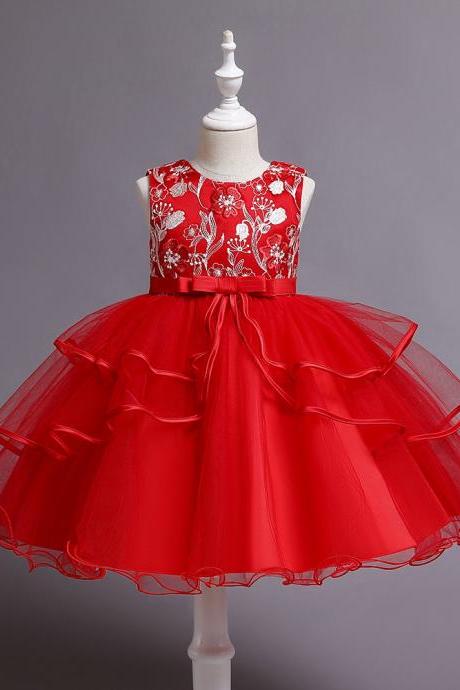 Children dress princess dress birthday piano costume host flower girl girl tulle dress