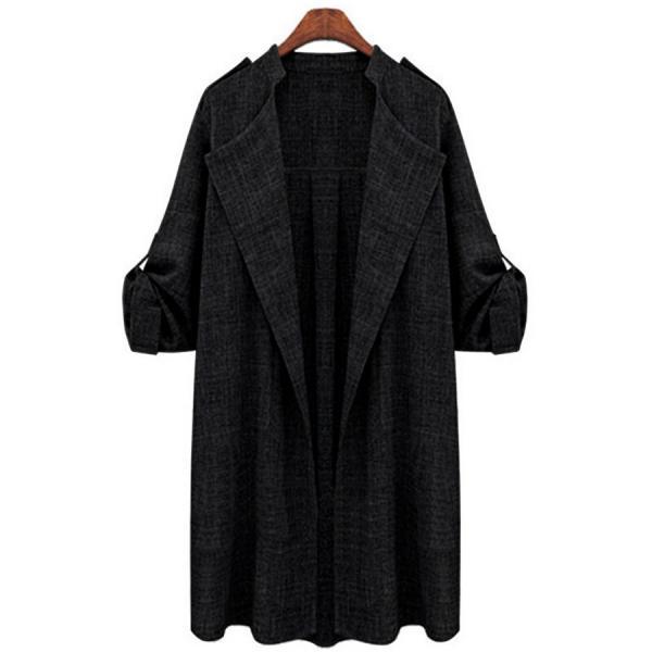 plus size black waterfall coat