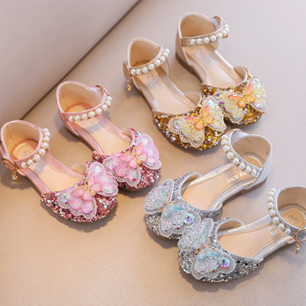 Spring summer new girl princess shoes Korean version rhinestone girls Baotou sandals soft bottom small leather shoes