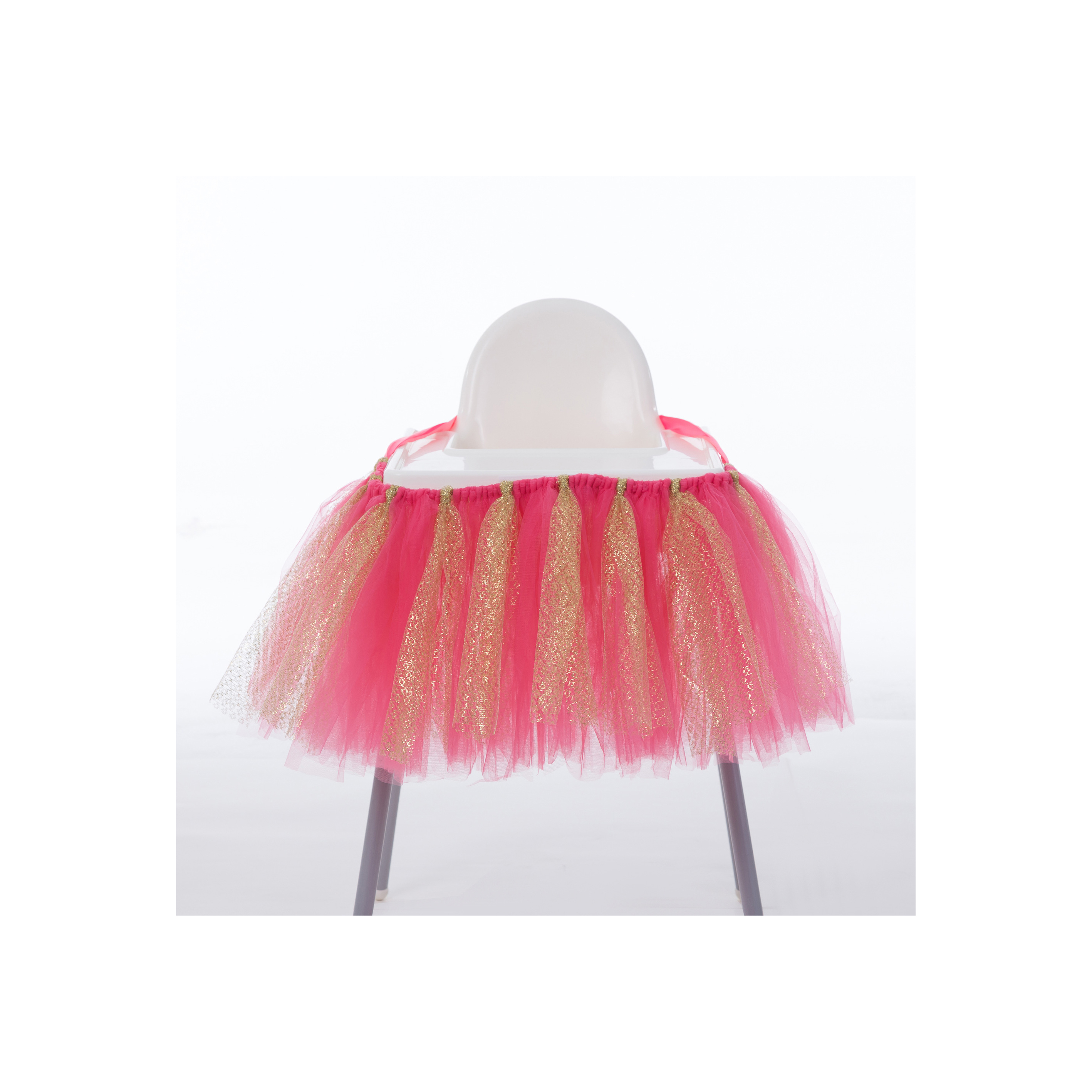 Tutu Tulle Table Skirts High Chair Decor Baby Shower Decorations For Boys Girls Party Set Birthday Party Supplies Coral Gold