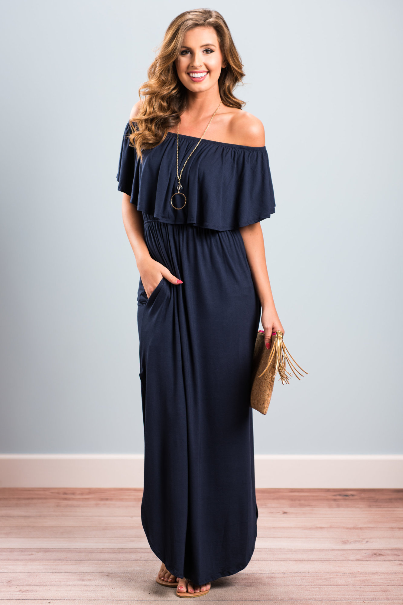 navy blue maxi dress