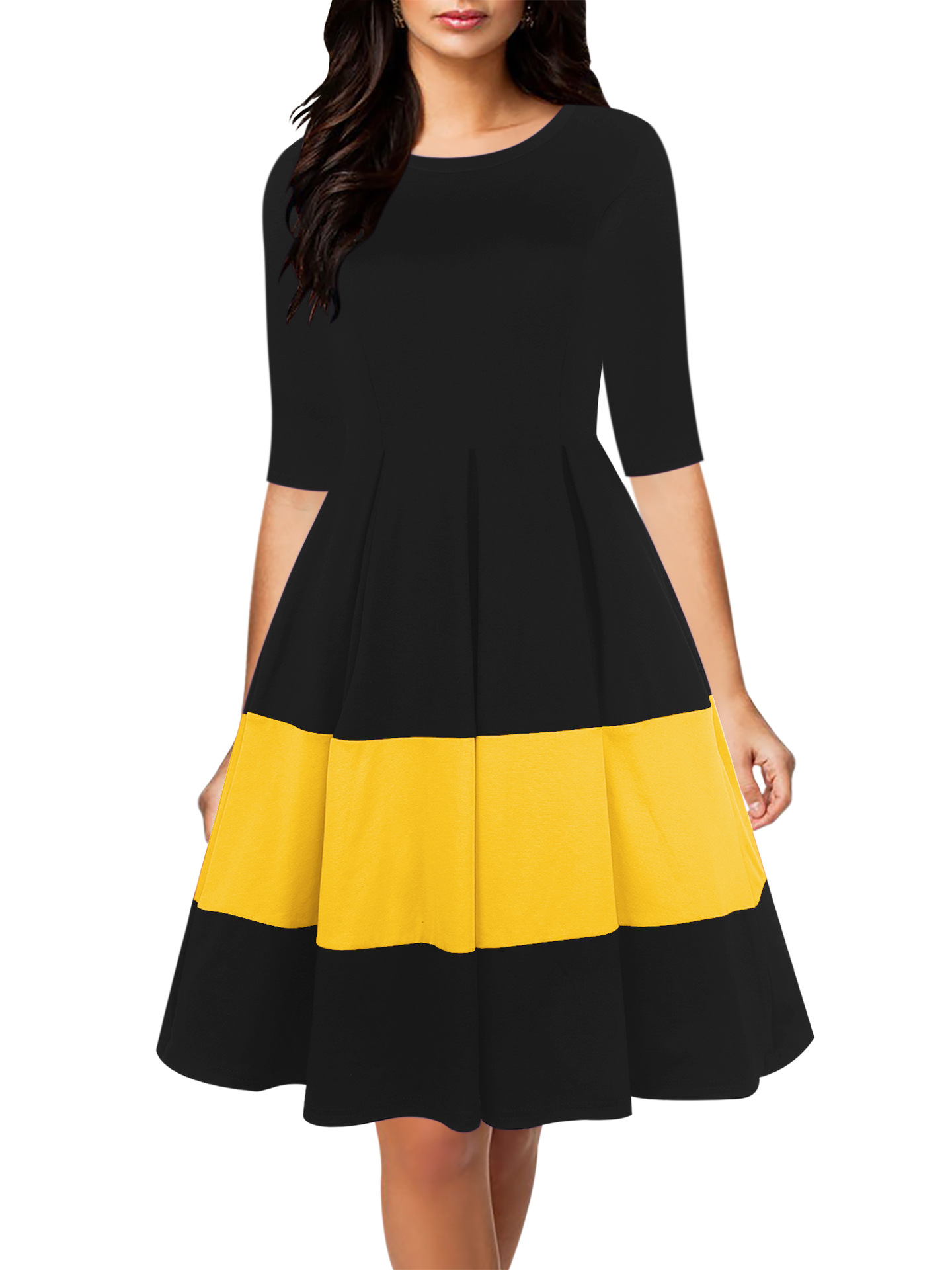 black and yellow party dress