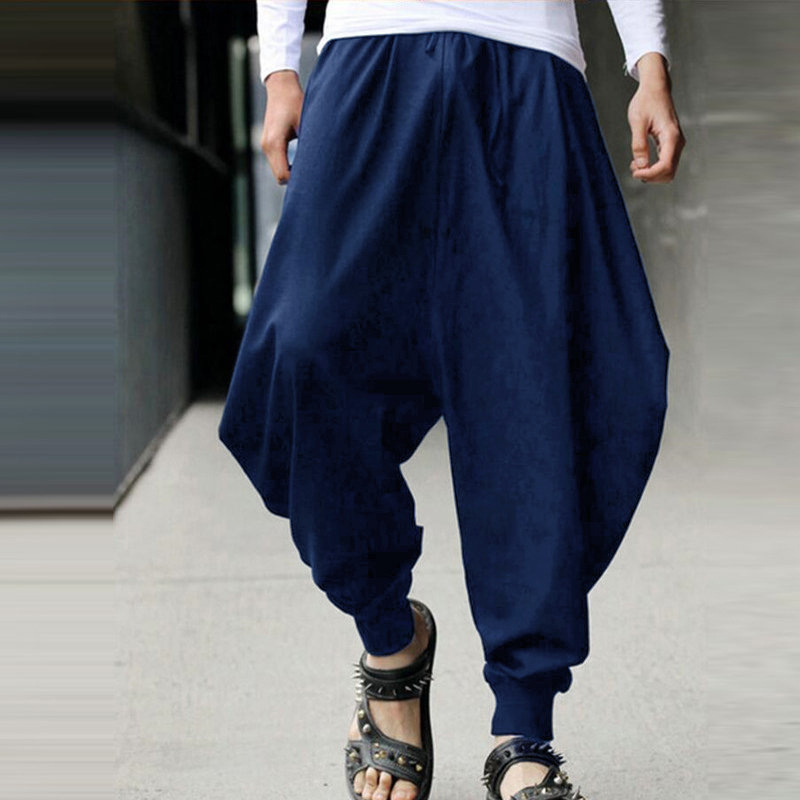 Men Harem Pants Drawstring Waist Plus Size Hip Hop Streetwear Casual ...