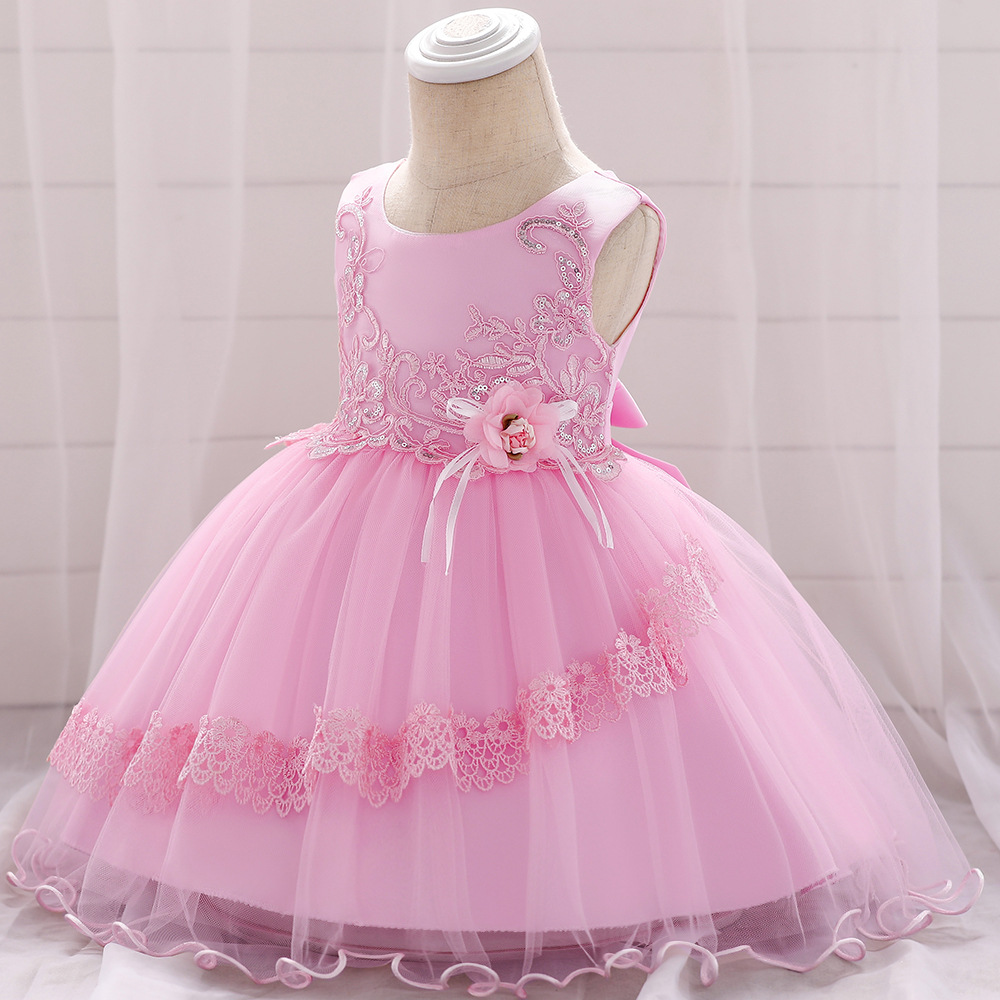 Applique Lace Flower Girl Dress Princess Tutu Newborn Wedding Birthday ...