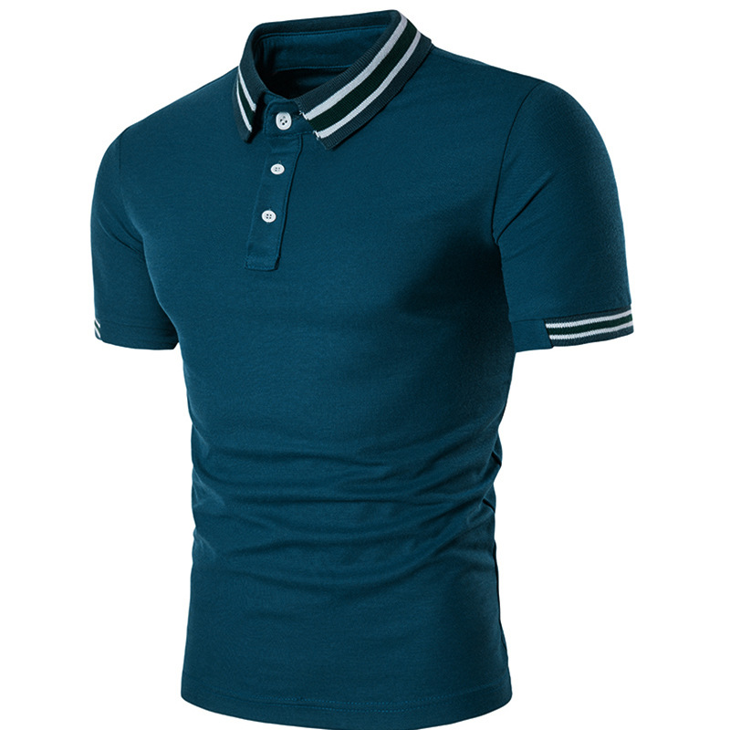 Men Cotton Short Sleeve Slim T Shirt Solid Tops Fashion Button Tops ...